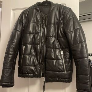 All saints leather men’s puffer jacket size small